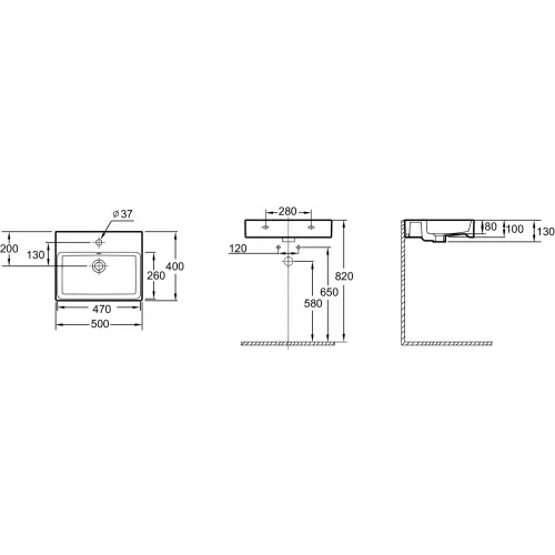 Подвесная раковина Sully 50х40х13 см, санфарфор EVT112-00 Jacob Delafon