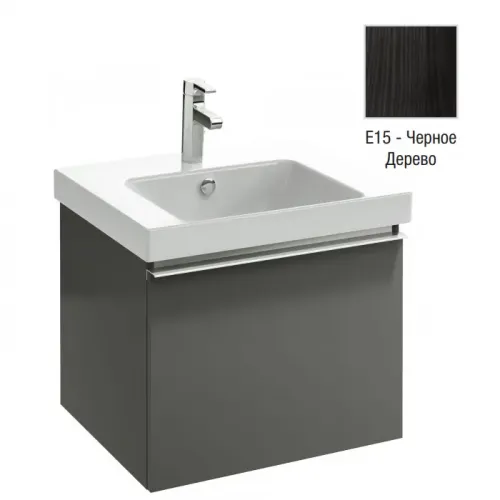 Модуль с раковиной Odeon Up 60 см, черное дерево меламин, 1 ящик, с 1 отверстием под смеситель, подвесной монтаж E4778-00+EB877-E15 Jacob Delafon