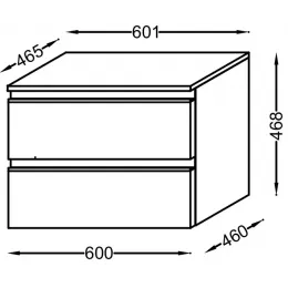 Тумба для ванной Vox 2 ящика, белый глянцевый, встроенные ручки, подвесной монтаж 60х46 см EB2060-RA-G1C Jacob Delafon