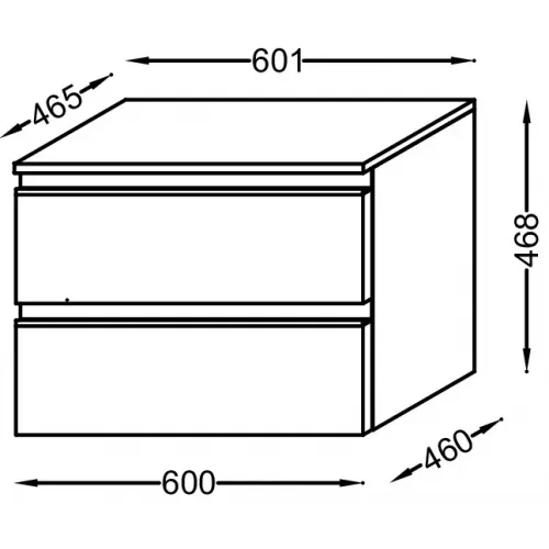 Тумба для ванной Vox 2 ящика, белый глянцевый, встроенные ручки, подвесной монтаж 60х46 см EB2060-RA-G1C Jacob Delafon