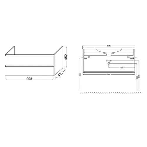Модуль под раковину Madeleine 99,8х46,2х45,2 см, белый глянцевый EB1318-J5 Jacob Delafon