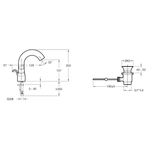 Смеситель для умывальника Talan неповоротный излив, с донным клапаном E10085RU-CP Jacob Delafon