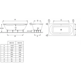 Ванна из материала Flight Odeon Rive Gauche 180х85 см E6D153-00 Jacob Delafon