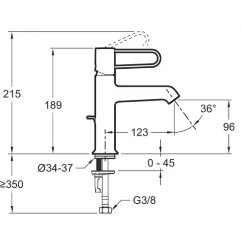 Смеситель для умывальника Odeon Rive Gauche ручка - золото, неповоротный излив, без донного клапана E21029-GLD-CP Jacob Delafon