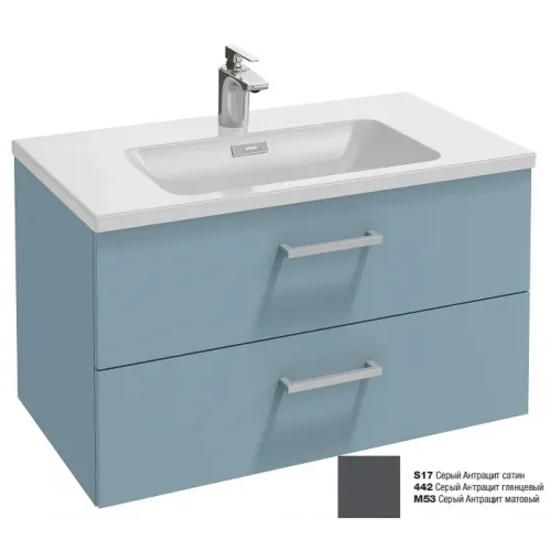 Модуль под раковину Vox 80х46х45,2 см, серый антрацит блестящий, прямоугольная ручка, 2 выдвижных ящика EB2078-R2-442 Jacob Delafon