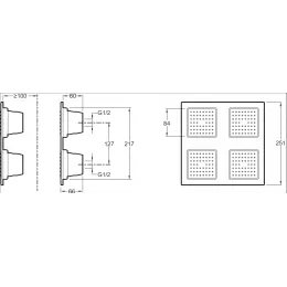 Лейка верхнего душа Watertile town антиизвестковое покрытие, 26 см, square, без держателя E8030-CP Jacob Delafon