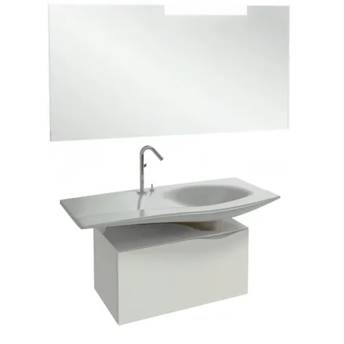 Комплект мебели для ванной Stillness 120 см, белый блестящий лак, с подсветкой, подвесной монтаж E1292-00+EB2007-NF+EB2002-G1C Jacob Delafon