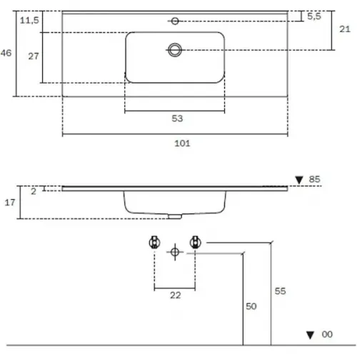 Раковина на мебель INDA KONA 100