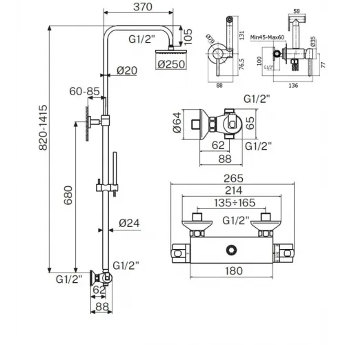 Комплект для душа Plumberia Selection IXO KITZXO6302CR