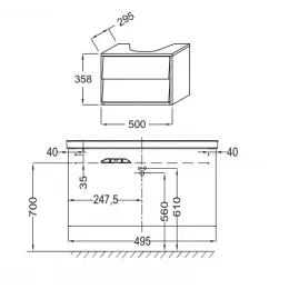 Модуль под раковину Escale 50х29,5х35,8 см, серый титан EB763-N21 Jacob Delafon