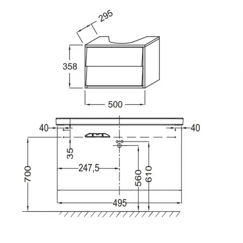 Модуль под раковину Escale 50х29,5х35,8 см, серый титан EB763-N21 Jacob Delafon