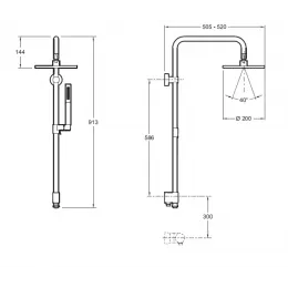 Гарнитур с верхним душем Eo E11715-CP 3 режима, 20 см, round E11715-CP Jacob Delafon