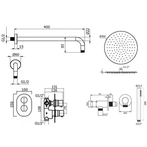 Комплект для душа Plumberia Selection IXO KITXOT18BOKING