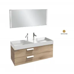 Комплект мебели для ванной Rythmik 120 см, сенсорная флуоресцентная подсветка, арлингтонский дуб, подвесной монтаж, с подсветкой EB577-NF+EXM112-Z-00+EB1305-E70 Jacob Delafon