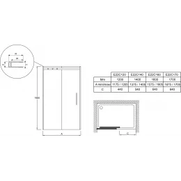 Душевая дверь Contra 170х195 см, матовый, 8 мм, черный профиль E22C170-BL Jacob Delafon