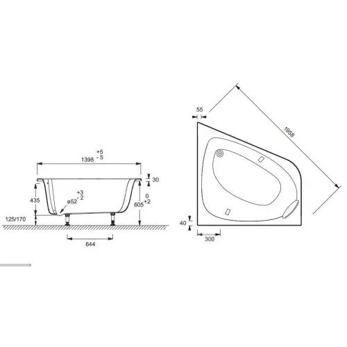 Гидромассажная ванна Odeon Up 140х140 см, с системой tonus+, асимметричная E5TN2240RU-00 Jacob Delafon