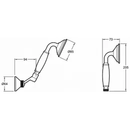 Душевая лейка Louise с держателем, 1 режим, хром / белый, шланг в комплекте E24365-CP Jacob Delafon