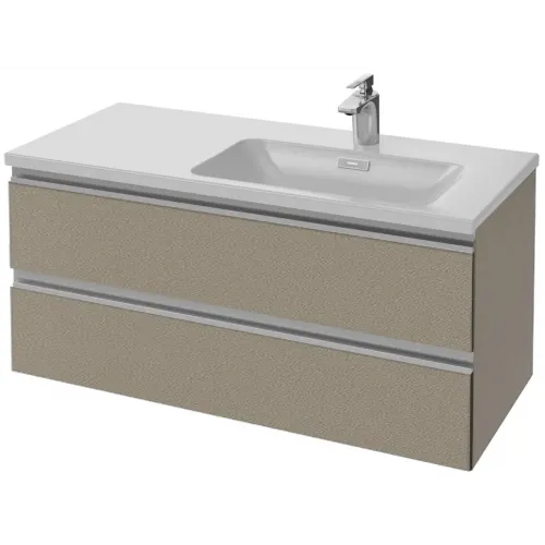 Модуль с раковиной Vox 100 см, 2 ящика, плавное закрывание, раковина-столешница, подвесная, серая кожа, подвесной монтаж EXAD112-Z-00+EB2026-RA-N29 Jacob Delafon