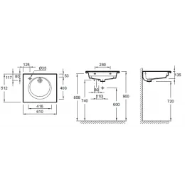 Мебельная раковина Odeon Rive Gauche 61х51,2 см, санфарфор EXBA112-Z-00 Jacob Delafon