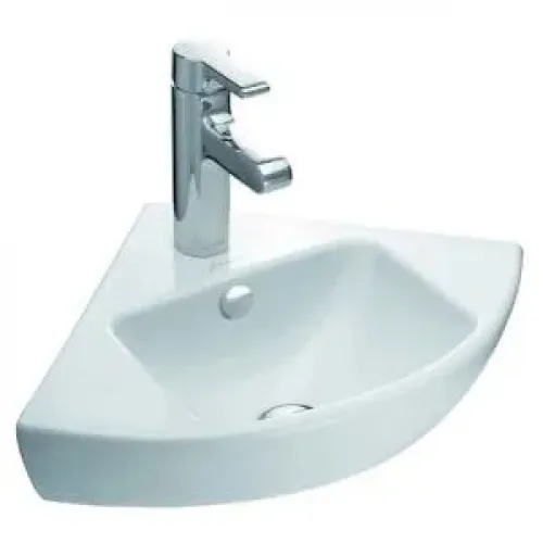 Подвесная раковина Odeon Up 34х34х10,5 см, 1 отверстие для смесителя, санфарфор, угловая E4733-00 Jacob Delafon