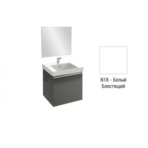 Комплект мебели для ванной Odeon Up 60 см, белый меламин, 1 выдвижной ящик, подвесной монтаж E4778-00+EB1080-NF+EB877-N18 Jacob Delafon