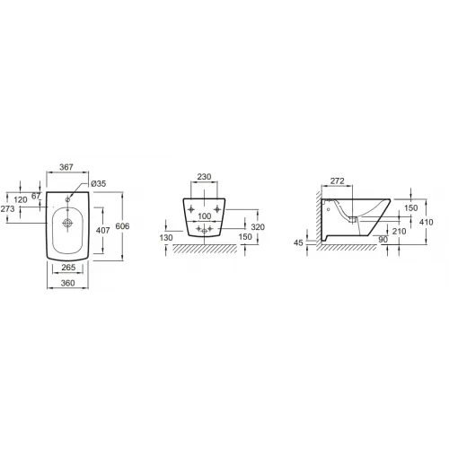 Биде Escale 38х60 см, подвесное, без крышки E1298-00 Jacob Delafon