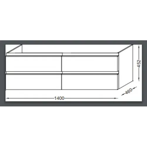 Модуль с раковиной Vox 140 см, 4 ящика, плавное закрывание, двойная раковина-столешница, подвесная, ореховое дерево, подвесной монтаж EB2020-RA-E16+EXAA112-Z-00 Jacob Delafon