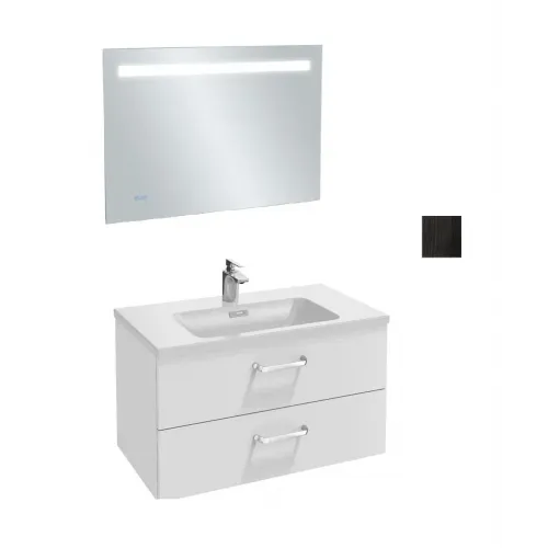 Комплект мебели для ванной Vox 80 см, цвет черное дерево, прямые ручки, подвесной монтаж, с подсветкой EB1160-NF+EXAE112-Z-00+EB2078-R4-E15 Jacob Delafon