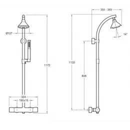 Душевая система без излива Moxie беспроводной динамик, 1 режим, 13 см, round, термостат, верхний душ, с лейкой E5798-CP Jacob Delafon