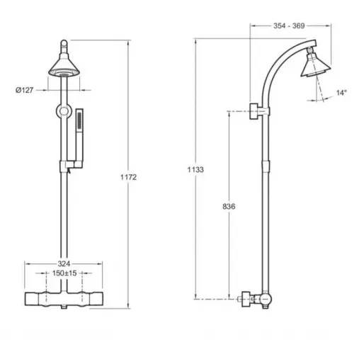 Душевая система без излива Moxie беспроводной динамик, 1 режим, 13 см, round, термостат, верхний душ, с лейкой E5798-CP Jacob Delafon
