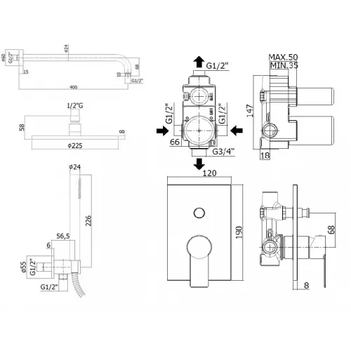 Комплект для душа Paffoni Tango KITTA015RCR