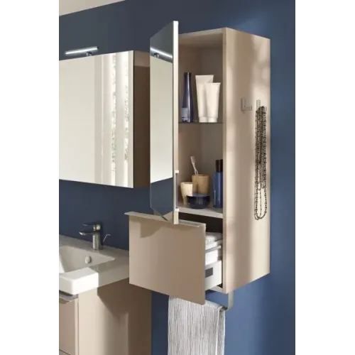 Шкаф Odeon Up 35х34х96 см, шарниры слева, 1 ящик + 2 полки, 2 крючка, полотенцедержатель, сливовый глянцевый EB893G-F26 Jacob Delafon