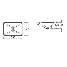 Накладная раковина Reve 55х37,5х17,6 см, без отверстия для смесителя, без переливного отверстия, санфарфор E4819-X5-00 Jacob Delafon