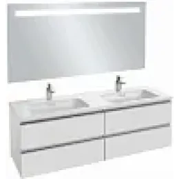 Комплект мебели для ванной Vox 140 см, белый блестящий, 4 выдвижных ящика, с функцией анти-пар, подвесной монтаж, с подсветкой EB1420-NF+EXAA112-Z-00+EB2020-RA-N18 Jacob Delafon