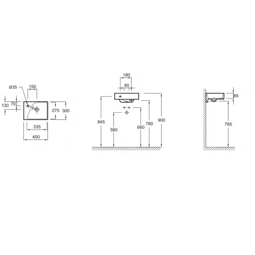 Модуль с раковиной Formilia 40 см, арлингтонский дуб, 1 дверца с нижним открытием, подвесной монтаж E4786-00+EB1096-E70 Jacob Delafon