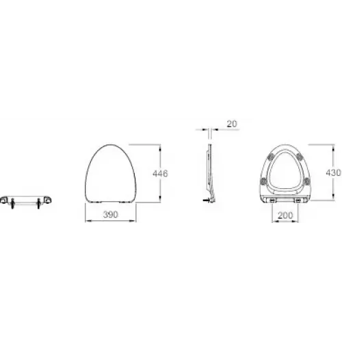 Сиденье для унитаза Nouvelle Vague с металлическими шарнирами, термодюр, с микролифтом, быстросъемное E20069-00 Jacob Delafon