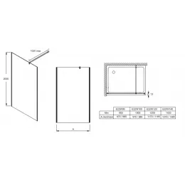 Душевая перегородка Walk-In Contra 100х200 см, для установки с доп. секцией, 8 мм E22WP100-GA Jacob Delafon
