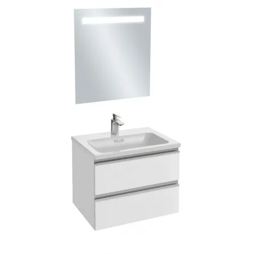 Комплект мебели для ванной Vox 60 см, белый, светодиодная подсветка, отверстие для смесителя, подвесной монтаж, с подсветкой EB1411-NF+EXAF112-Z-00+EB2030-RA-N18 Jacob Delafon