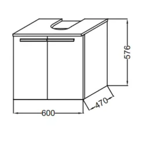 Модуль под раковину Struktura 60х47х58 см, ореховое дерево, 2 дверцы EB1384-E16 Jacob Delafon