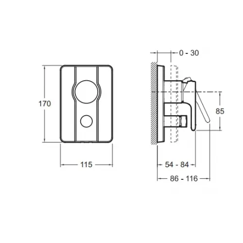 Лицевая часть встраиваемого смесителя Singulier 2 функции E98720-CP Jacob Delafon
