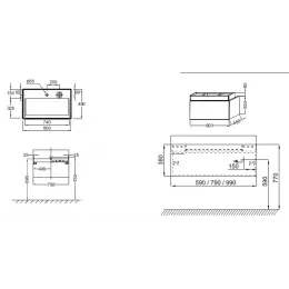 Модуль под раковину Terrace 80х48х38 см, 2 ящика, темно-красный матовый, система push-to-open EB1186-M69-M69 Jacob Delafon