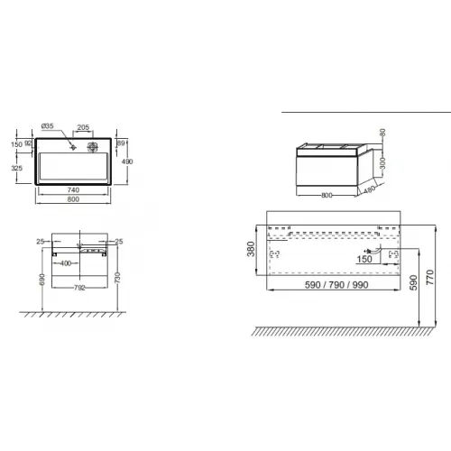 Модуль под раковину Terrace 80х48х38 см, 2 ящика, темно-красный матовый, система push-to-open EB1186-M69-M69 Jacob Delafon