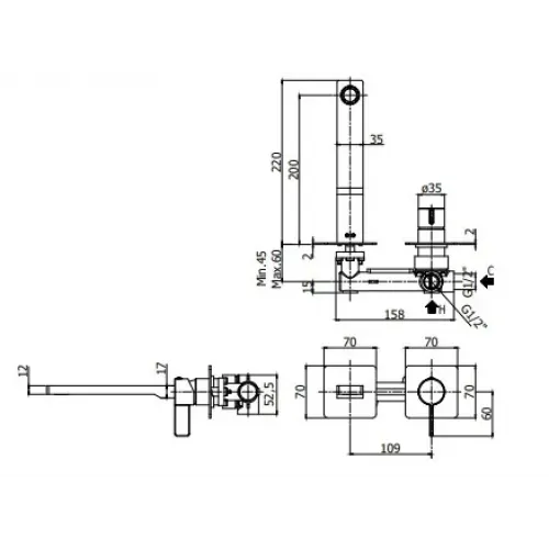 Смеситель для раковины Paffoni Rock RO105CR70
