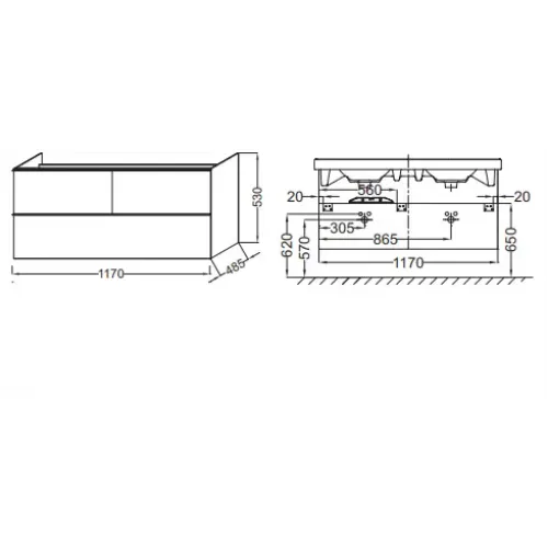 Модуль под раковину Odeon Up 117х48,5х53 см, черное дерево EB892-E15 Jacob Delafon