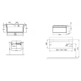 Модуль под раковину Terrace 100х48х30 см, 2 розетки, белый глянцевый, верхний ящик из цельного дерева, система push-to-open EB1732RU-G1C Jacob Delafon