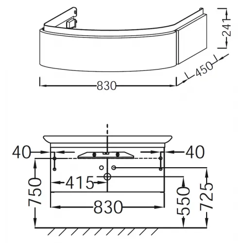 Модуль под раковину Presqu'ile 83х24х45 см, палисандр шпон EB1100-V13 Jacob Delafon