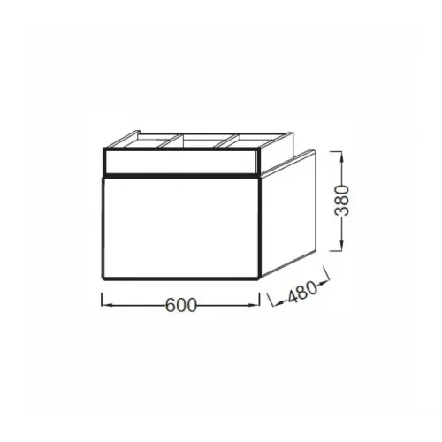 Модуль под раковину Terrace 60х48х38 см, черный глянец, верхний ящик из цельного дерева, система push-to-open EB1185-274 Jacob Delafon