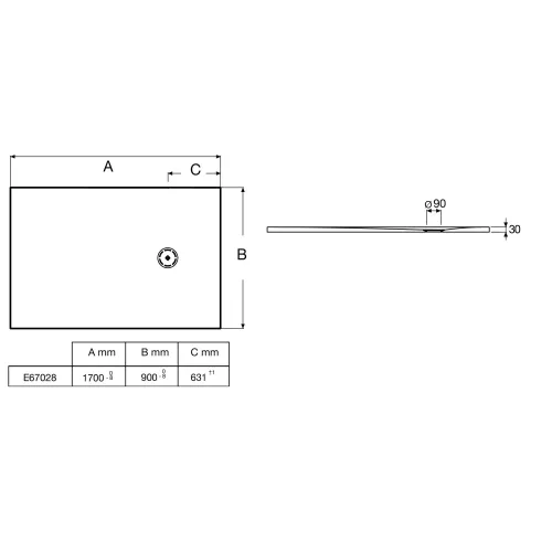 Поддон Singulier 170х90х3 см, антискользящее покрытие, серый шелк, прямоугольный, Neoroc E67028-MGZ Jacob Delafon