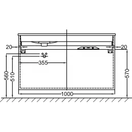 Модуль под раковину Vox 100х46х73,4 см, 3 ящика, ореховое дерево, встроенные ручки EB2046-RA-E16 Jacob Delafon