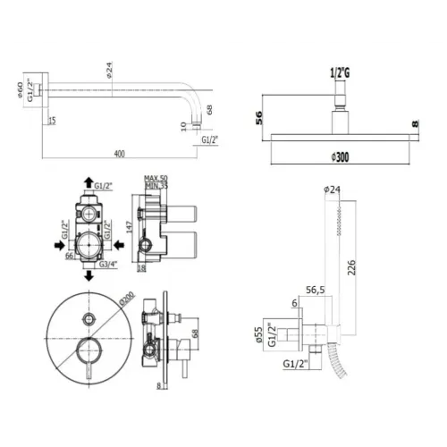 Комплект для душа PAFFONI Light KITLIG015HGSPKING